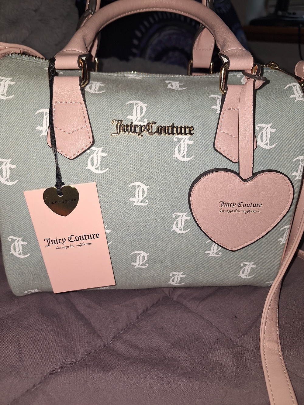 EXCLUSIVE Juicy Couture Pink and Gray Logo Crossbody Satchel - Picture 2 of 7